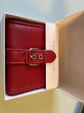 Charter Club Leather Wallet Red, Trifold NWT